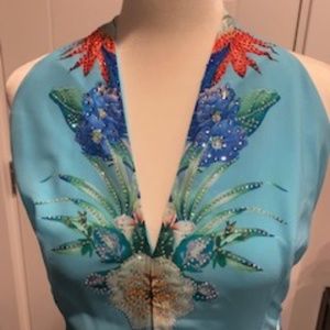 Boston Proper Full-length floral halter dress